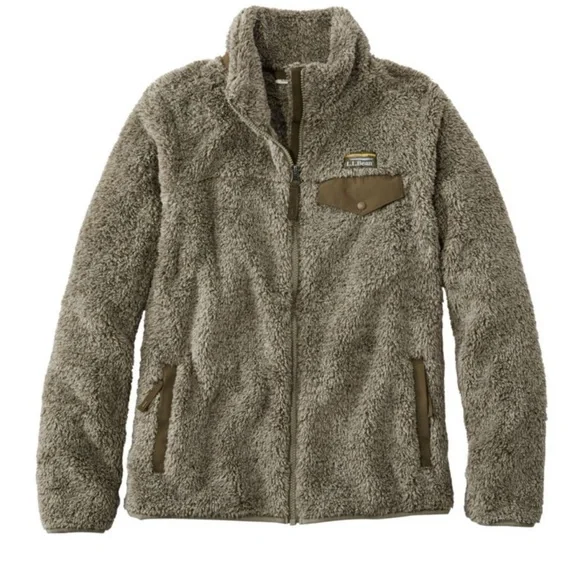 Women's L.L.Bean Hi-Pile Fleece Olive Sherpa Fleece Jacket size 3X - Picture 2 of 7